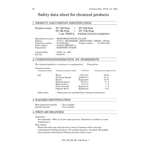 Marcatore a tempera POSCA Uni-Ball punta tonda 0,9-1,3 mm rosa M PC3M RA